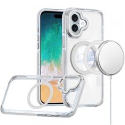 For iPhone 16 Plus 6.7 inch Matching Color Frame Strong Magnetic Ring Circle Transparent HQ Thick Hy