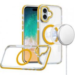For iPhone 16 Plus 6.7 inch Matching Color Frame Strong Magnetic Ring Circle Transparent HQ Thick Hy