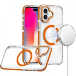 iPhone 16 6.1 inch Matching Color Frame Strong Magnetic Ring Circle Transparent HQ Thick Hybrid
