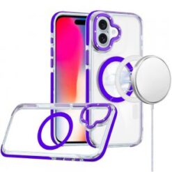 iPhone 16 6.1 inch Matching Color Frame Strong Magnetic Ring Circle Transparent HQ Thick Hybrid
