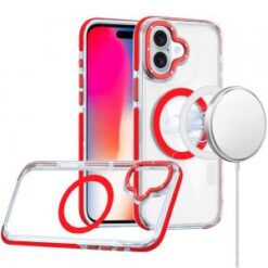 iPhone 16 6.1 inch Matching Color Frame Strong Magnetic Ring Circle Transparent HQ Thick Hybrid
