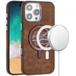 iPhone 16 Pro Max 6.9 inch Fashion PU Vegan Chrome Edged Case Cover - Brown