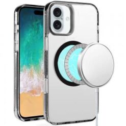 For iPhone 16 Plus 6.7 inch PURE Transparent [Magnetic Circle] High Quality Ultra Thick Hybrid - Bla