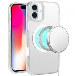 iPhone 16 6.1 inch Royal Magnetic Ring Skin-Touch HQ Metal Buttons/Camera Lip Hybrid - Blue