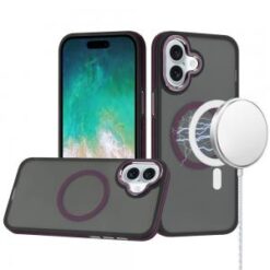 For iPhone 16 Plus 6.7 inch Royal Magnetic Ring Skin-Touch HQ Metal Buttons/Camera Lip Hybrid - Purp