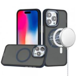 iPhone 16 Pro 6.3 inch Royal Magnetic Ring Skin-Touch HQ Metal Buttons/Camera Lip Hybrid - Blue