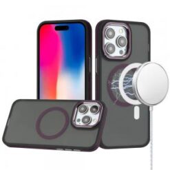 iPhone 16 Pro 6.3 inch Royal Magnetic Ring Skin-Touch HQ Metal Buttons/Camera Lip Hybrid - Purpl