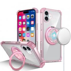 iPhone 16 6.1 inch Shield Magnetic Ring Transparent HQ 360 Degree Rotational Shockproof Case Cov