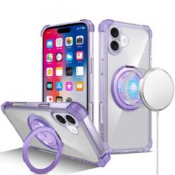 iPhone 16 6.1 inch Skin Touch Feel HQ [Magnetic Circle] Kickstand Hybrid - Blue