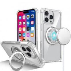 iPhone 16 Pro 6.3 inch Shield Magnetic Ring Transparent HQ 360 Degree Rotational Shockproof Case