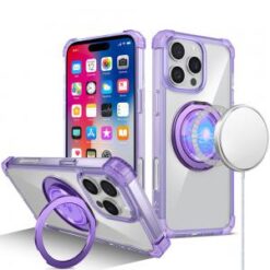 iPhone 16 Pro 6.3 inch Shield Magnetic Ring Transparent HQ 360 Degree Rotational Shockproof Case