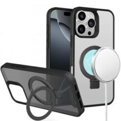 iPhone 16 Pro 6.3 inch Skin Touch Feel HQ [Magnetic Circle] Kickstand Hybrid - Black