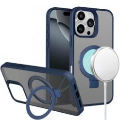 iPhone 16 Pro 6.3 inch Skin Touch Feel HQ [Magnetic Circle] Kickstand Hybrid - Blue