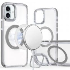 For iPhone 16 Plus 6.7 inch MagSonic Camera Bracket Stand Magnetic Ring Circle Hybrid - Grey