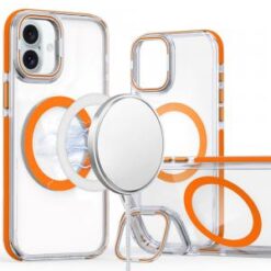 For iPhone 16 Plus 6.7 inch MagSonic Camera Bracket Stand Magnetic Ring Circle Hybrid - Orange
