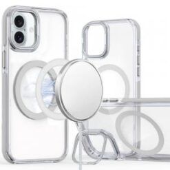 For iPhone 16 Plus 6.7 inch MagSonic Camera Bracket Stand Magnetic Ring Circle Hybrid - White