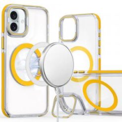 For iPhone 16 Plus 6.7 inch MagSonic Camera Bracket Stand Magnetic Ring Circle Hybrid - Yellow