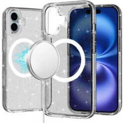 iPhone 16 6.1 inch Sturdy Ultra [Magnetic Circle] Thick 3mm Transparent Hybrid - Pink