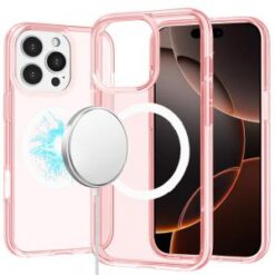 iPhone 16 Pro Max 6.9 inch Sturdy Ultra [Magnetic Circle] Thick 3mm Transparent Hybrid - Pink