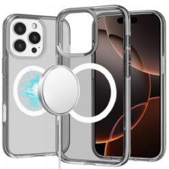 iPhone 16 Pro Max 6.9 inch Sturdy Ultra [Magnetic Circle] Thick 3mm Transparent Hybrid - Smoke