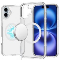 For iPhone 16 Plus 6.7 inch Sturdy Ultra [Magnetic Circle] Thick 3mm Transparent Hybrid - Clear