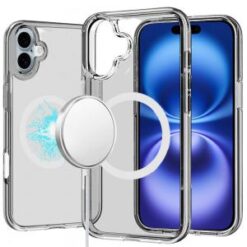 For iPhone 16 Plus 6.7 inch Sturdy Ultra [Magnetic Circle] Thick 3mm Transparent Hybrid - Smoke