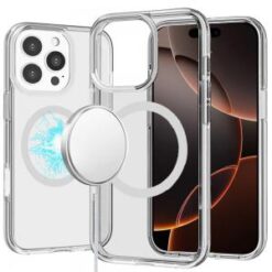 iPhone 16 Pro 6.3 inch Sturdy Ultra [Magnetic Circle] Thick 3mm Transparent Hybrid - Clear