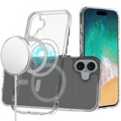 For iPhone 16 Plus 6.7 inch Thick Transparent [Magnetic Circle] Shockproof Hybrid - Clear