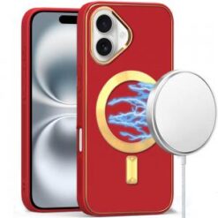 For iPhone 16 Plus 6.7 inch Ultimate Quality PU Leather Hybrid Case Cover - Red