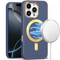iPhone 16 Pro 6.3 inch Ultimate Quality PU Leather Hybrid Case Cover - Navy Blue