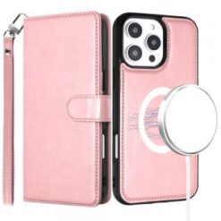 iPhone 16 Pro Max 6.9 inch Magnetic Ring Compatible Deattachable PU Leather Hybrid Wallet Money