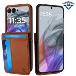For Motorola Razr 2024 METKASE Card Slot Wallet Holder Case Cover in Slide-Out Package  - Brown