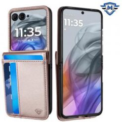 For Motorola Razr 2024 METKASE Card Slot Wallet Holder Case Cover in Slide-Out Package  - Rose Gold