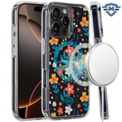 [METKASE]  iPhone 16 Pro Max 6.9 inch Magnetic Space UV Design Case - Nightly Floral