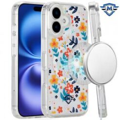 [METKASE] For iPhone 16 Plus 6.7 inch Magnetic Space UV Design Case - Colorful Floral