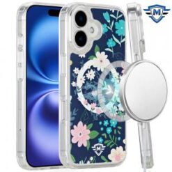 [METKASE] For iPhone 16 Plus 6.7 inch Magnetic Space UV Design Case - Galaxy Floral