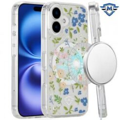 [METKASE] For iPhone 16 Plus 6.7 inch Magnetic Space UV Design Case - MultiColor Floral