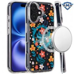[METKASE] For iPhone 16 Plus 6.7 inch Magnetic Space UV Design Case - Nightly Floral
