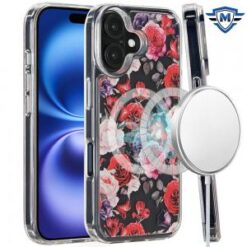 [METKASE] For iPhone 16 Plus 6.7 inch Magnetic Space UV Design Case - Roses