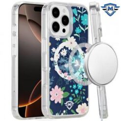 [METKASE]  iPhone 16 Pro 6.3 inch Magnetic Space UV Design Case - Galaxy Floral