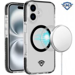 [METKASE] For iPhone 16 Plus 6.7 inch Magnetic 3in1 Strong Thick Space Hybrid Case - Black