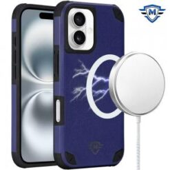 iPhone 16 6.1 inch Magnetic Heavy Duty Hybrid Case with Rotational Stand - Black