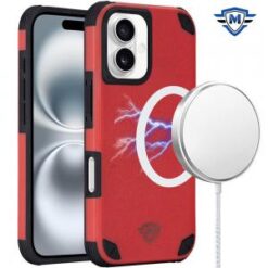 iPhone 16 6.1 inch Magnetic Heavy Duty Hybrid Case with Rotational Stand - Dark Blue