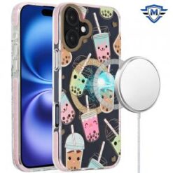 [METKASE]  iPhone 16 6.1 inch Magnetic Double Layer IMD Design Case - Floral A