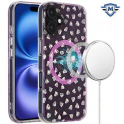 [METKASE]  iPhone 16 6.1 inch Magnetic Double Layer IMD Design Case - Floral B