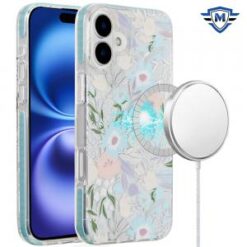 [METKASE]  iPhone 16 6.1 inch Magnetic Double Layer IMD Design Case - Floral C