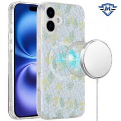 [METKASE]  iPhone 16 6.1 inch Magnetic Double Layer IMD Design Case - Green Floral