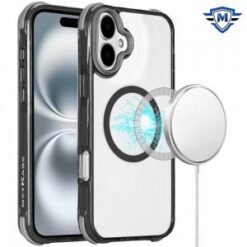 [METKASE] For iPhone 16 Plus 6.7 inch Magnetic 3in1 Drop-Proof Two-Tone Case - Black Two Tone