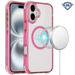 [METKASE] For iPhone 16 Plus 6.7 inch Magnetic 3in1 Drop-Proof Two-Tone Case - Hot Pink Two Tone