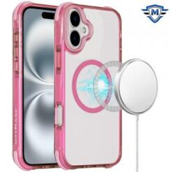 [METKASE]  iPhone 16 6.1 inch Magnetic Tough Trasparent Hybrid with Stand - Clear